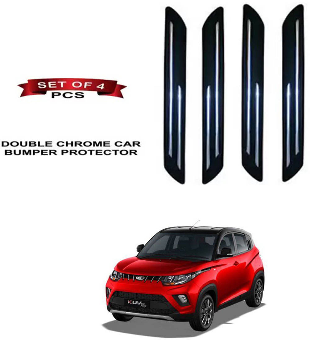 RONISH Rubber Car Bumper Protector Guard (Double Chrome) For Mahindra KUV100 NXT RONISH Rubber Car Bumper Protector Guard (Double Chrome) For Mahindra KUV100 NXT