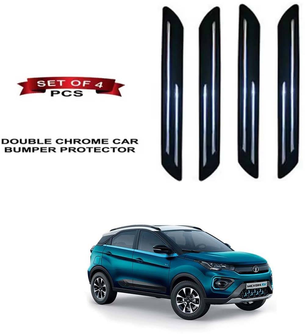     			RONISH Rubber Car Bumper Protector Guard (Double Chrome) For Tata Nexon EV