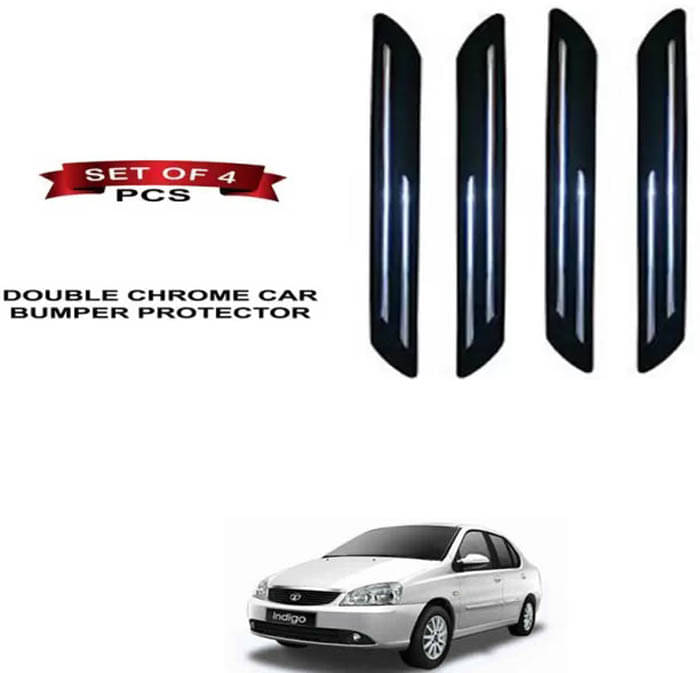     			RONISH Rubber Car Bumper Protector Guard (Double Chrome) For Tata Indigo XL