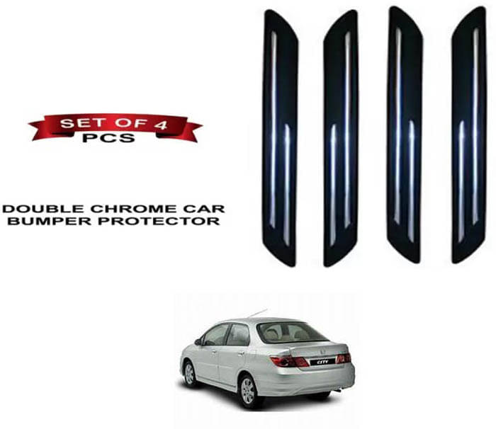 RONISH Rubber Car Bumper Protector Guard (Double Chrome) For Honda City ZX RONISH Rubber Car Bumper Protector Guard (Double Chrome) For Honda City ZX