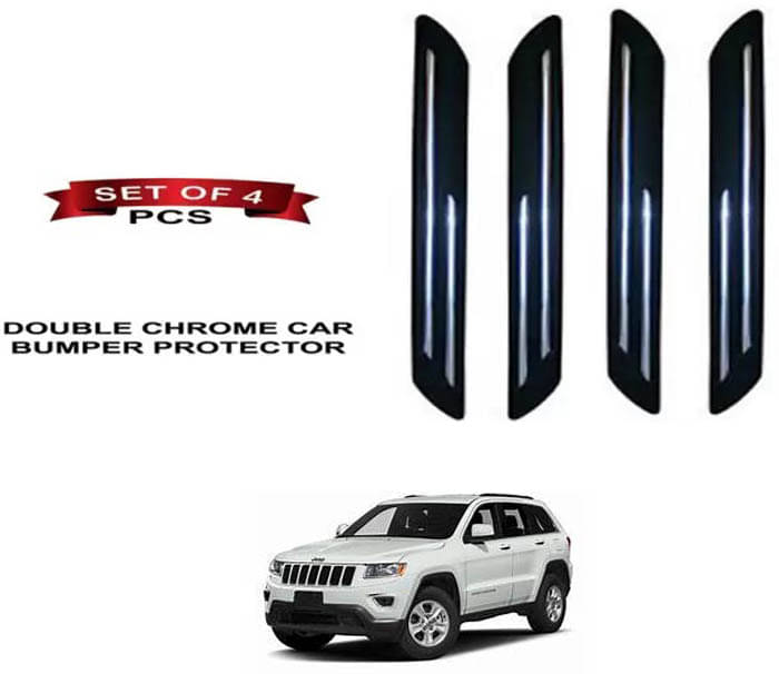     			RONISH Rubber Car Bumper Protector Guard (Double Chrome) For Jeep Jeep