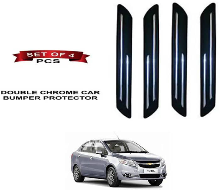 RONISH Rubber Car Bumper Protector Guard (Double Chrome) For Chevrolet Sail