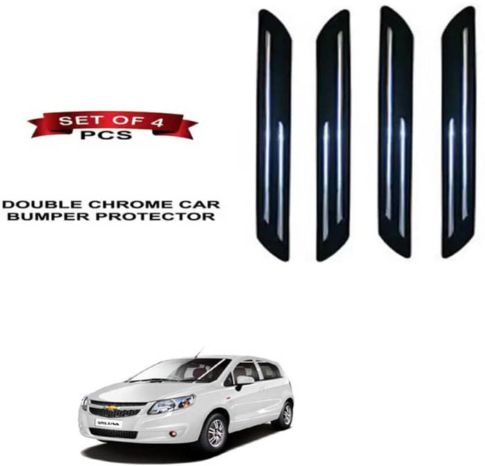 RONISH Rubber Car Bumper Protector Guard (Double Chrome) For Chevrolet UVA RONISH Rubber Car Bumper Protector Guard (Double Chrome) For Chevrolet UVA