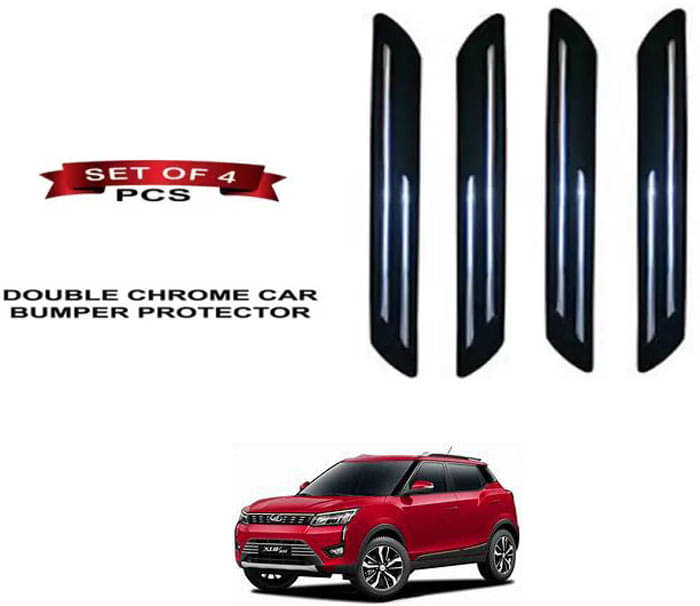 RONISH Rubber Car Bumper Protector Guard (Double Chrome) For Mahindra XUV 300 RONISH Rubber Car Bumper Protector Guard (Double Chrome) For Mahindra XUV 300