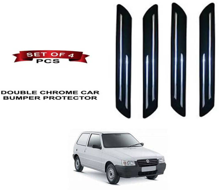     			RONISH Rubber Car Bumper Protector Guard (Double Chrome) For Fiat Uno