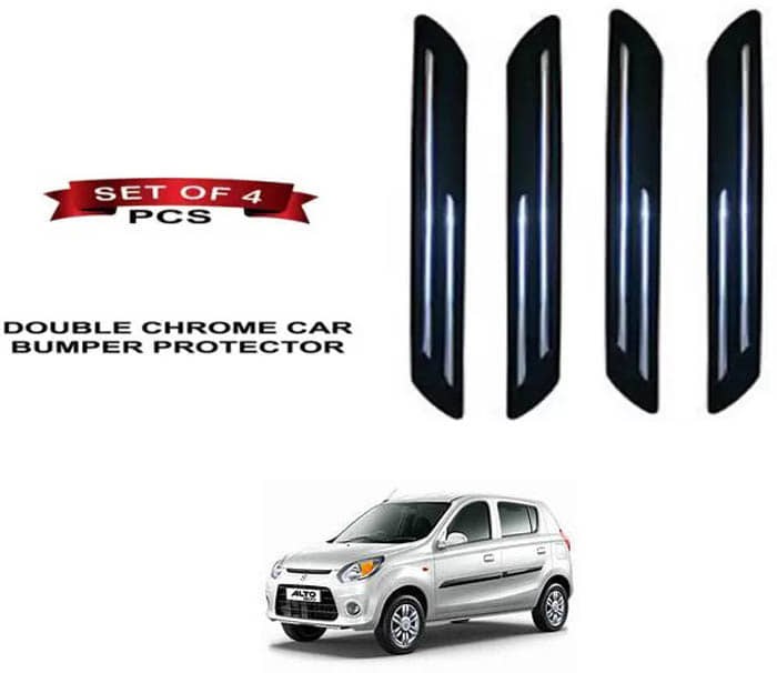 RONISH Rubber Car Bumper Protector Guard (Double Chrome) For Maruti Suzuki Alto 800