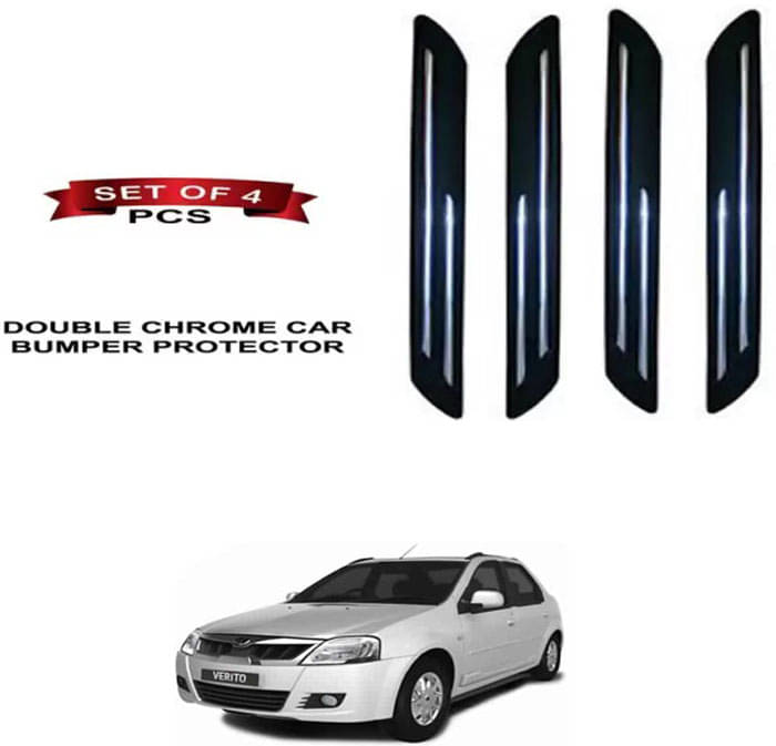 RONISH Rubber Car Bumper Protector Guard (Double Chrome) For Mahindra Verito RONISH Rubber Car Bumper Protector Guard (Double Chrome) For Mahindra Verito