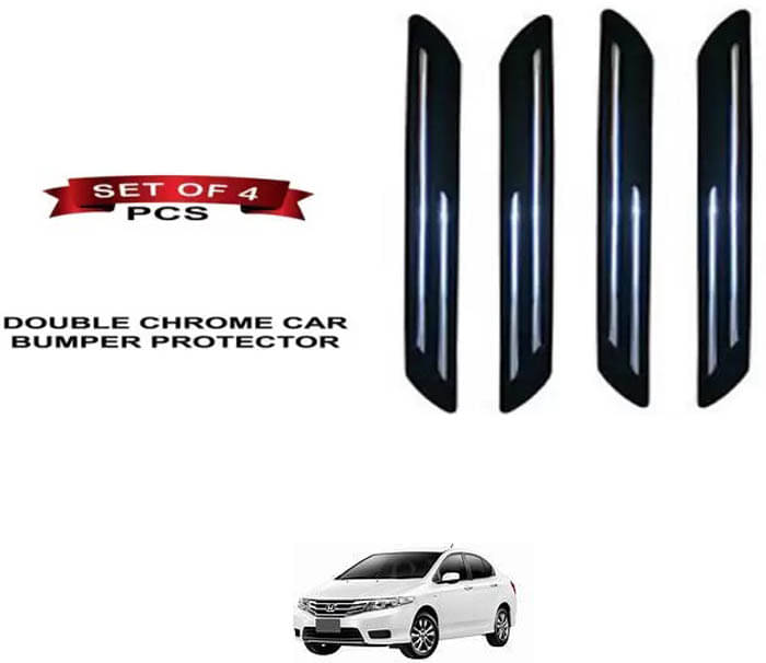 RONISH Rubber Car Bumper Protector Guard (Double Chrome) For Honda City i-Vtec RONISH Rubber Car Bumper Protector Guard (Double Chrome) For Honda City i-Vtec