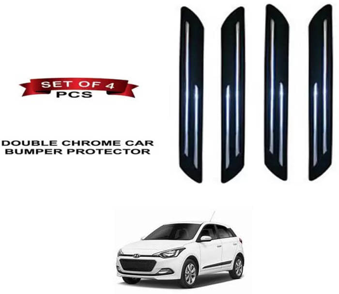 RONISH Rubber Car Bumper Protector Guard (Double Chrome) For Hyundai Elite i20 RONISH Rubber Car Bumper Protector Guard (Double Chrome) For Hyundai Elite i20