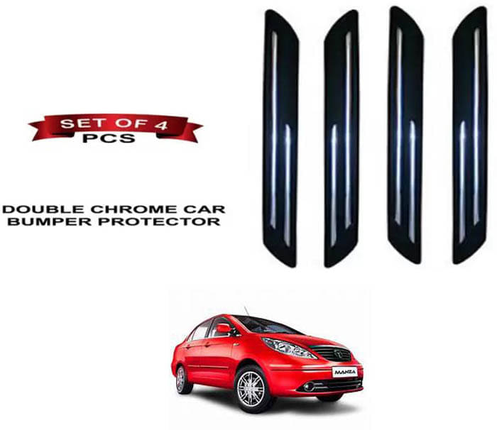 RONISH Rubber Car Bumper Protector Guard (Double Chrome) For Tata Manza RONISH Rubber Car Bumper Protector Guard (Double Chrome) For Tata Manza