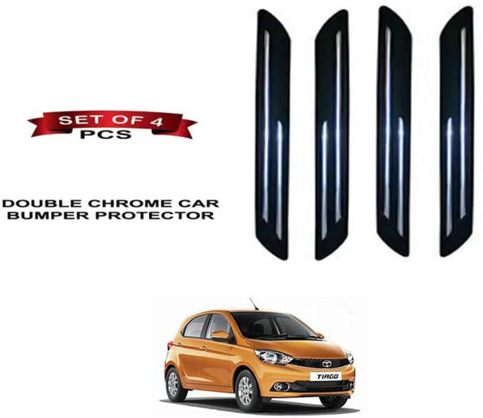     			RONISH Rubber Car Bumper Protector Guard (Double Chrome) For Tata Tiago
