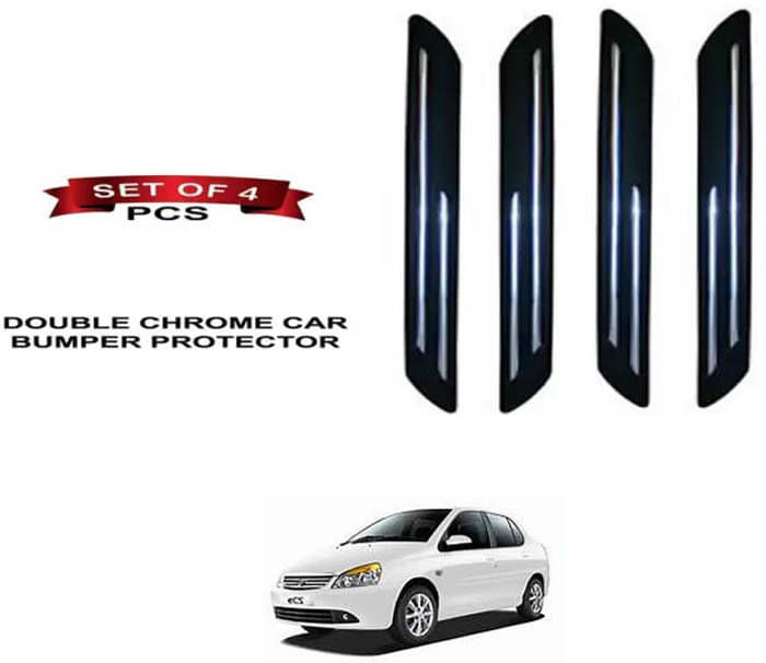 RONISH Rubber Car Bumper Protector Guard (Double Chrome) For Tata Indigo eCS RONISH Rubber Car Bumper Protector Guard (Double Chrome) For Tata Indigo eCS