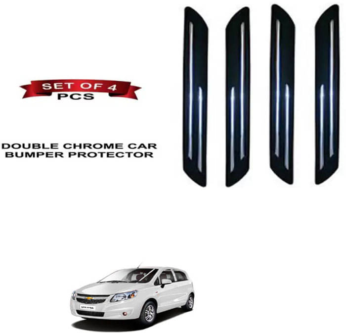 RONISH Rubber Car Bumper Protector Guard (Double Chrome) For Chevrolet Sail UVA RONISH Rubber Car Bumper Protector Guard (Double Chrome) For Chevrolet Sail UVA