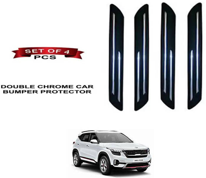 RONISH Rubber Car Bumper Protector Guard (Double Chrome) For Kia SELTOS RONISH Rubber Car Bumper Protector Guard (Double Chrome) For Kia SELTOS