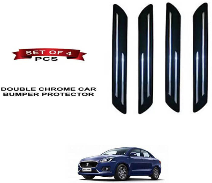 RONISH Rubber Car Bumper Protector Guard (Double Chrome) For Maruti Suzuki Swift Dzire RONISH Rubber Car Bumper Protector Guard (Double Chrome) For Maruti Suzuki Swift Dzire