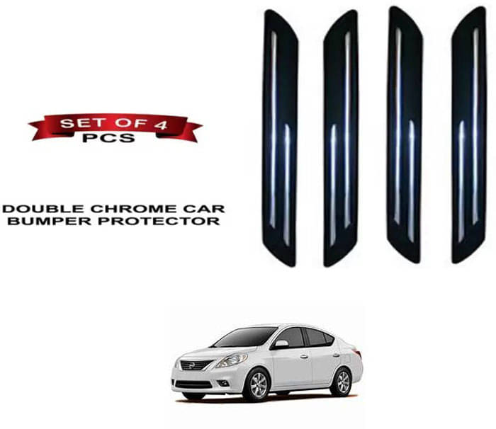     			RONISH Rubber Car Bumper Protector Guard (Double Chrome) For Nissan Sunny