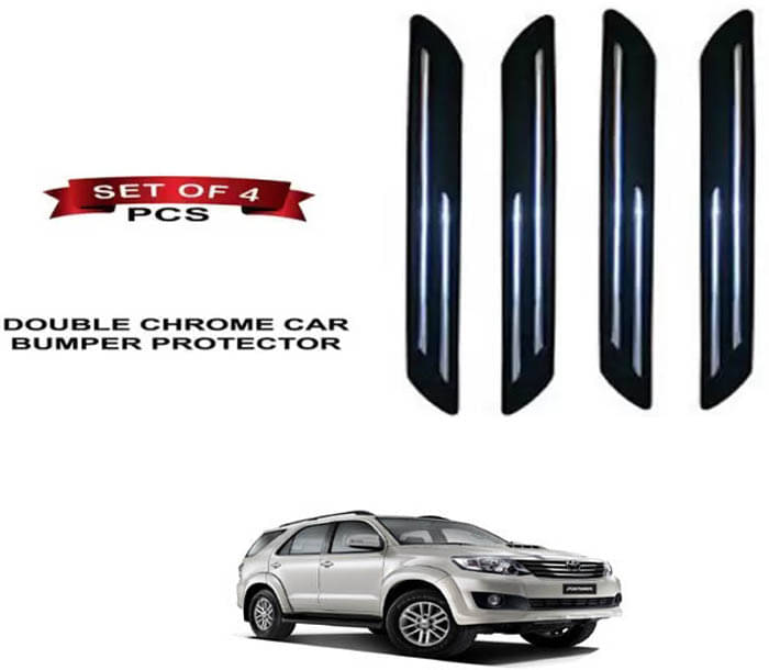     			RONISH Rubber Car Bumper Protector Guard (Double Chrome) For Toyota Fortuner Old