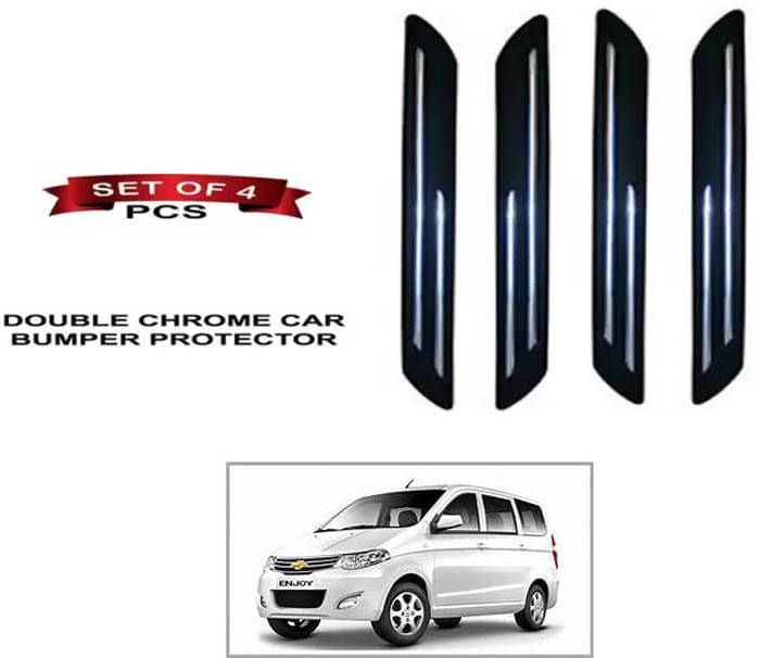 RONISH Rubber Car Bumper Protector Guard (Double Chrome) For Chevrolet Enjoy RONISH Rubber Car Bumper Protector Guard (Double Chrome) For Chevrolet Enjoy