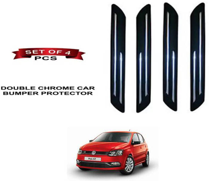     			RONISH Rubber Car Bumper Protector Guard (Double Chrome) For Volkswagen Polo GT