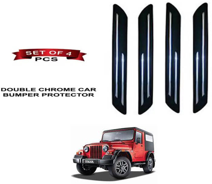 RONISH Rubber Car Bumper Protector Guard (Double Chrome) For Mahindra Thar RONISH Rubber Car Bumper Protector Guard (Double Chrome) For Mahindra Thar