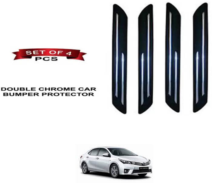 RONISH Rubber Car Bumper Protector Guard (Double Chrome) For Toyota Altis