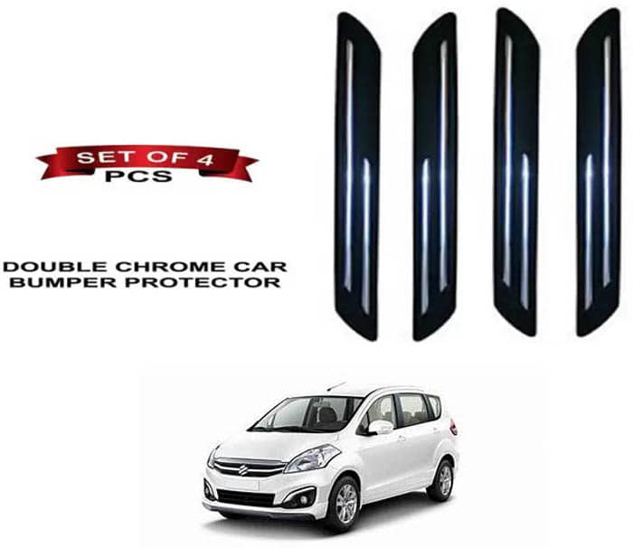 RONISH Rubber Car Bumper Protector Guard (Double Chrome) For Maruti Suzuki Ertiga