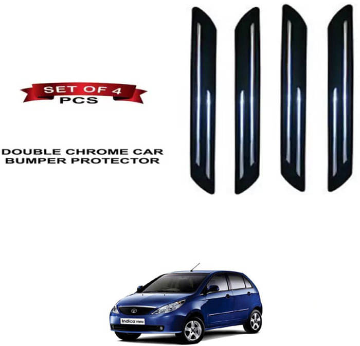 RONISH Rubber Car Bumper Protector Guard (Double Chrome) For Tata Vista Tech RONISH Rubber Car Bumper Protector Guard (Double Chrome) For Tata Vista Tech