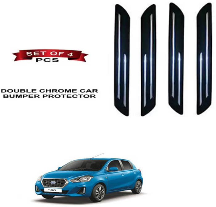     			RONISH Rubber Car Bumper Protector Guard (Double Chrome) For Datsun Go+