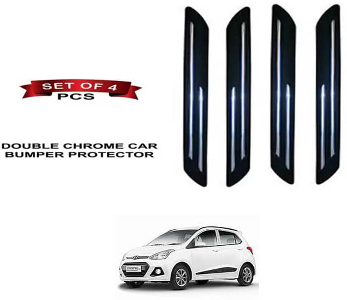 RONISH Rubber Car Bumper Protector Guard (Double Chrome) For Hyundai Grand i10 RONISH Rubber Car Bumper Protector Guard (Double Chrome) For Hyundai Grand i10