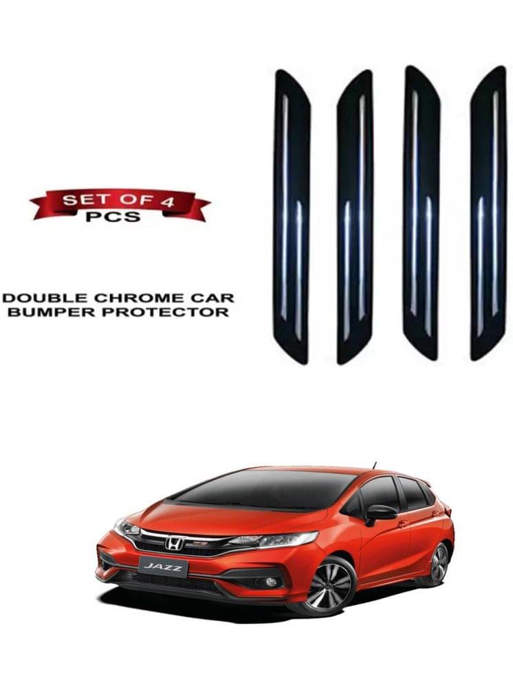RONISH Rubber Car Bumper Protector Guard (Double Chrome) For Honda Jazz Facelift RONISH Rubber Car Bumper Protector Guard (Double Chrome) For Honda Jazz Facelift