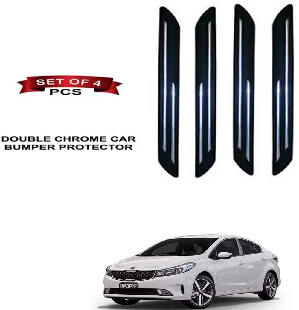     			RONISH Rubber Car Bumper Protector Guard (Double Chrome) For Kia Cerato