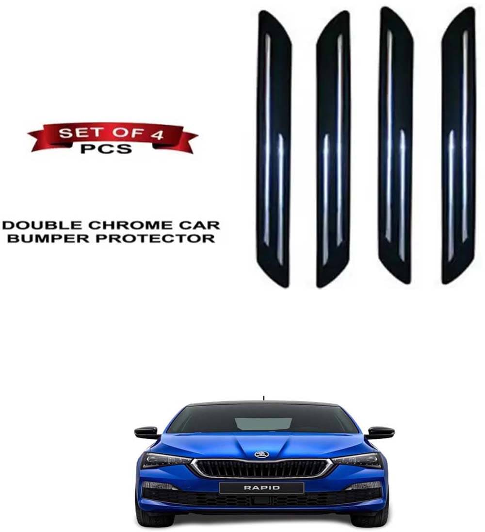 RONISH Rubber Car Bumper Protector Guard (Double Chrome) For Skoda New Rapid RONISH Rubber Car Bumper Protector Guard (Double Chrome) For Skoda New Rapid