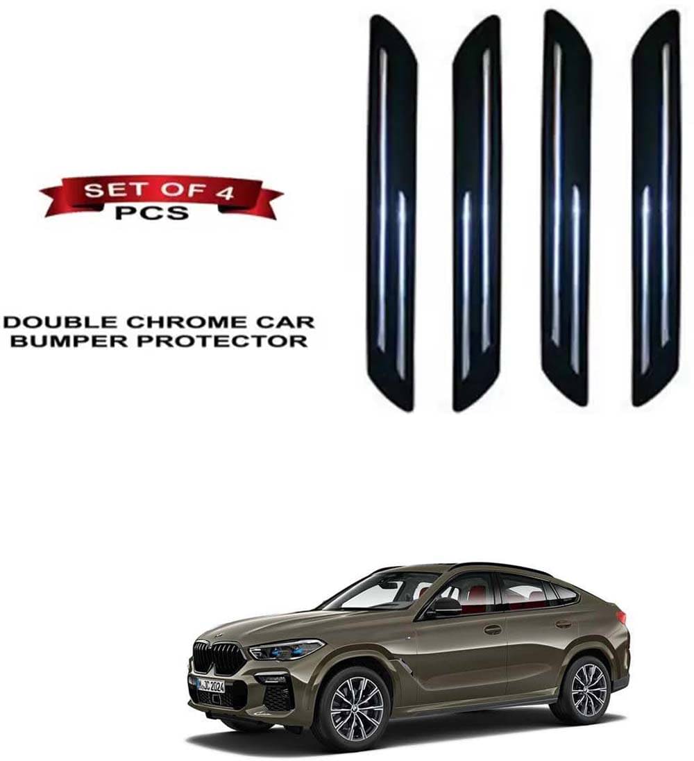     			RONISH Rubber Car Bumper Protector Guard (Double Chrome) For BMW New X6
