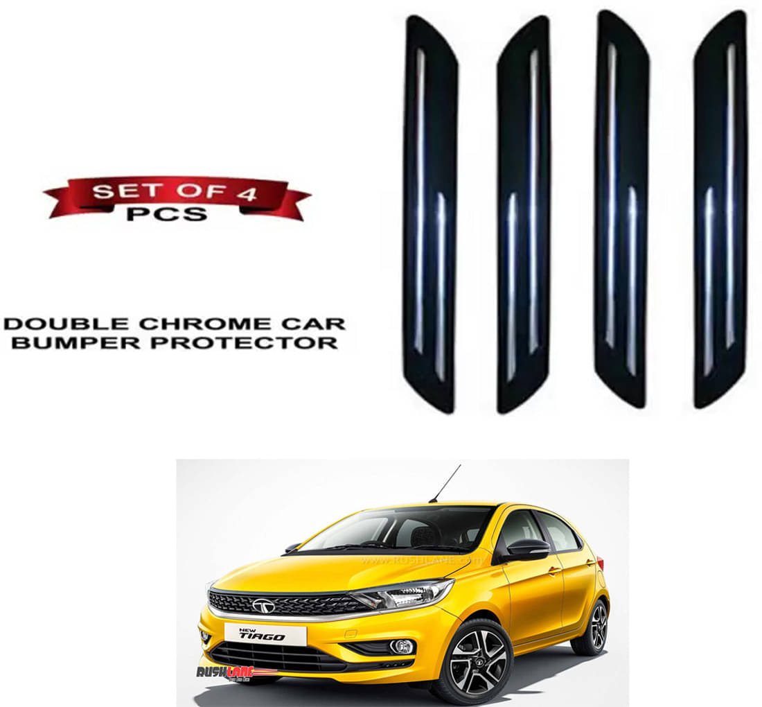 RONISH Rubber Car Bumper Protector Guard (Double Chrome) For Tata Tiago Facelift RONISH Rubber Car Bumper Protector Guard (Double Chrome) For Tata Tiago Facelift