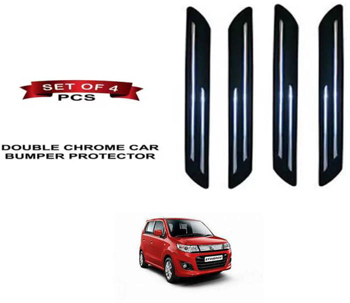    			RONISH Rubber Car Bumper Protector Guard (Double Chrome) For Maruti Suzuki WagonR Stingray