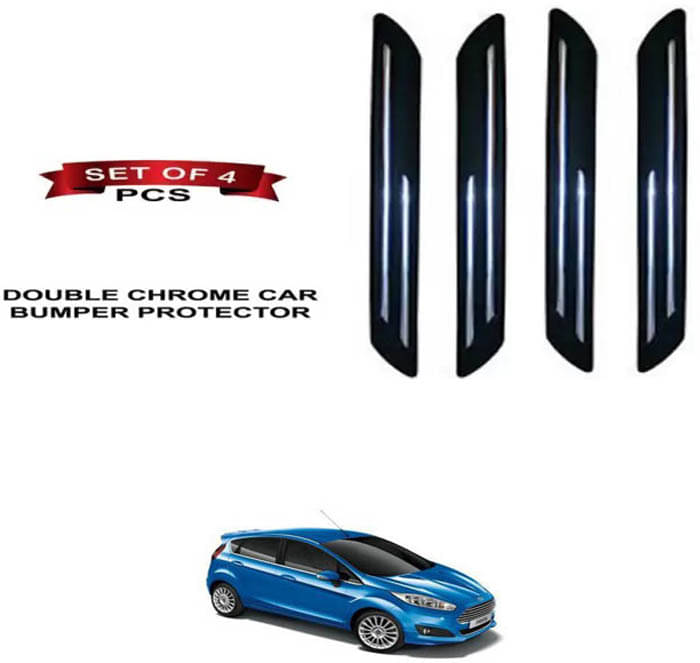 RONISH Rubber Car Bumper Protector Guard (Double Chrome) For Ford Fiesta Sport RONISH Rubber Car Bumper Protector Guard (Double Chrome) For Ford Fiesta Sport