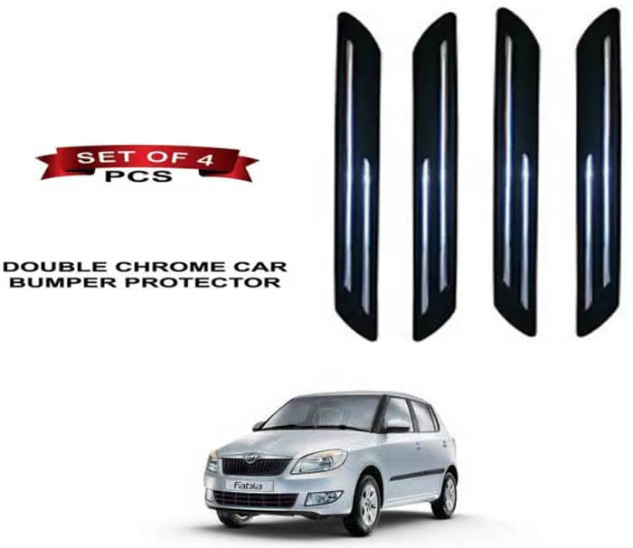     			RONISH Rubber Car Bumper Protector Guard (Double Chrome) For Skoda Fabia Scout