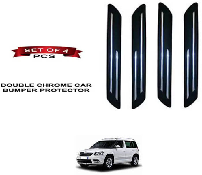 RONISH Rubber Car Bumper Protector Guard (Double Chrome) For Skoda Yeti RONISH Rubber Car Bumper Protector Guard (Double Chrome) For Skoda Yeti
