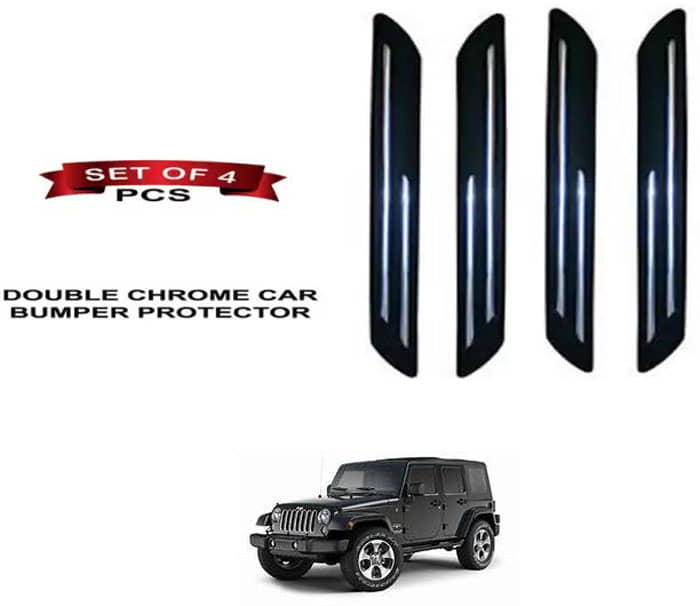 RONISH Rubber Car Bumper Protector Guard (Double Chrome) For Jeep Wrangler