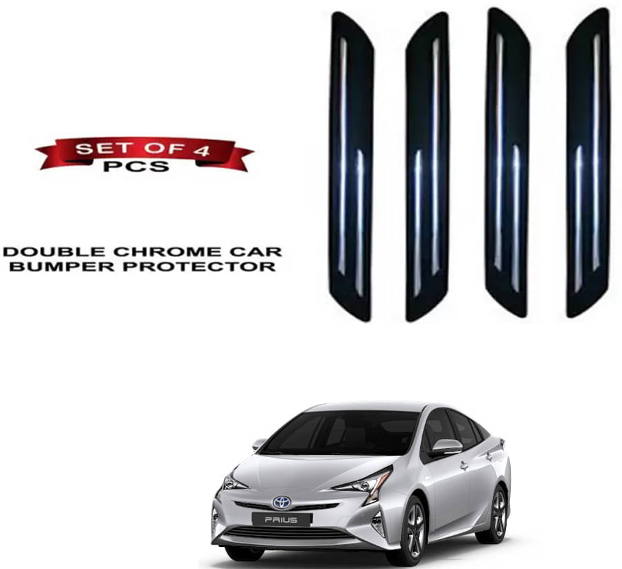     			RONISH Rubber Car Bumper Protector Guard (Double Chrome) For Toyota Prius Facelift