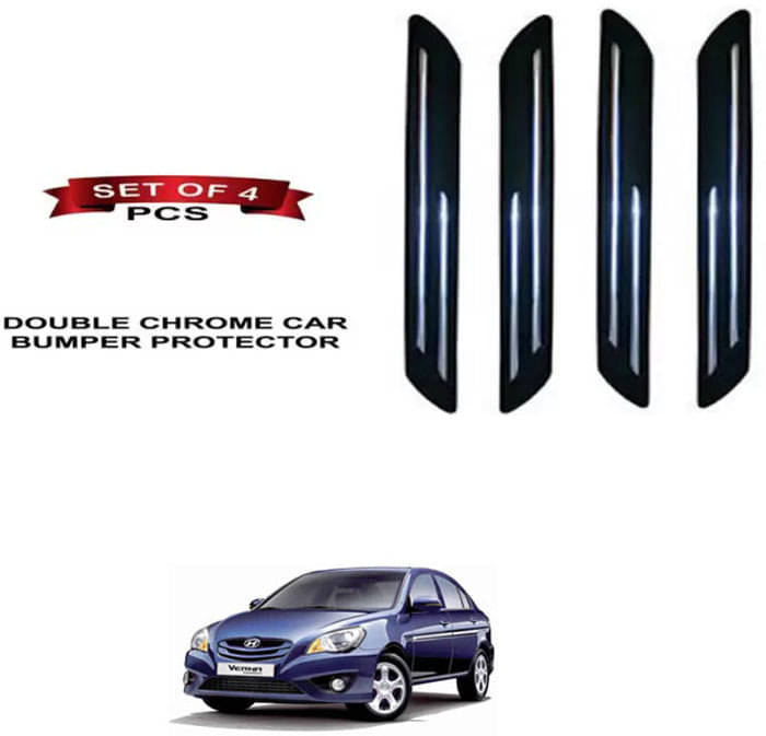 RONISH Rubber Car Bumper Protector Guard (Double Chrome) For Hyundai Verna Transform     			RONISH Rubber Car Bumper Protector Guard (Double Chrome) For Hyundai Verna Transform