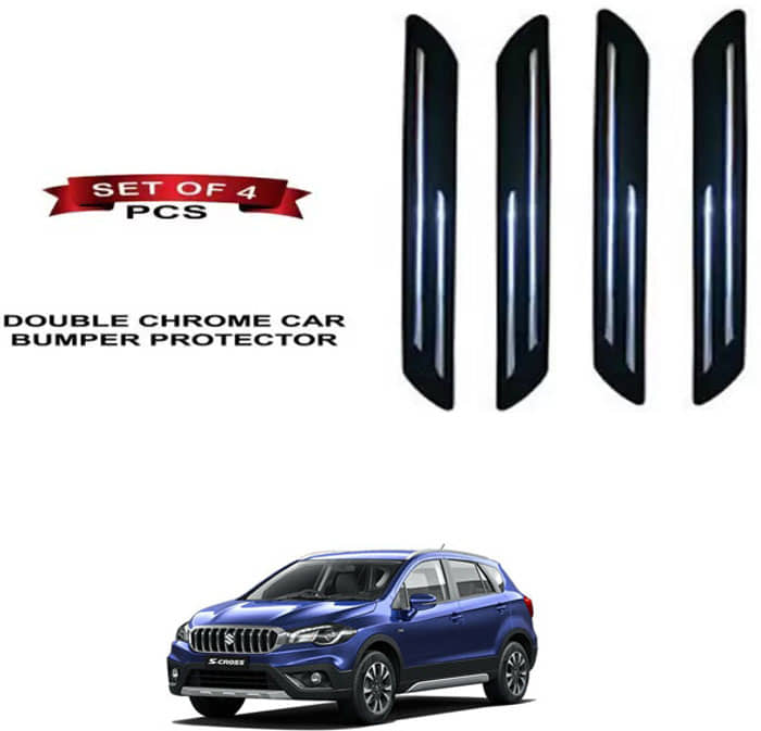 RONISH Rubber Car Bumper Protector Guard (Double Chrome) For Maruti Suzuki S-Cross