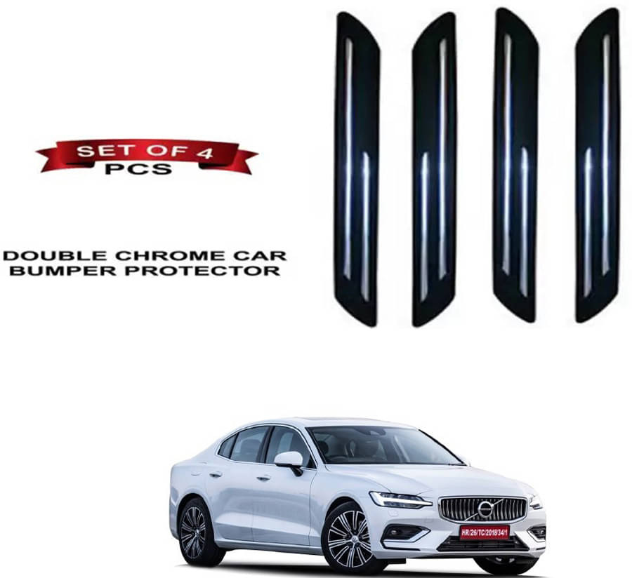 RONISH Rubber Car Bumper Protector Guard (Double Chrome) For Volvo S60 Facelift RONISH Rubber Car Bumper Protector Guard (Double Chrome) For Volvo S60 Facelift