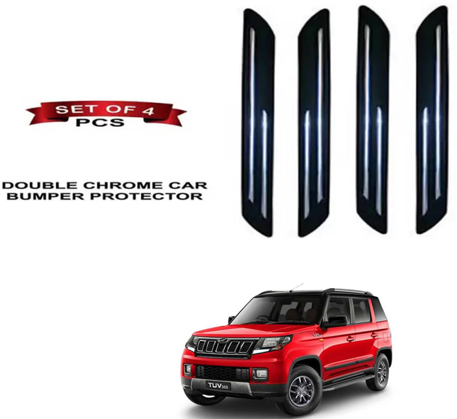 RONISH Rubber Car Bumper Protector Guard (Double Chrome) For Mahindra TUV300 Facelift RONISH Rubber Car Bumper Protector Guard (Double Chrome) For Mahindra TUV300 Facelift