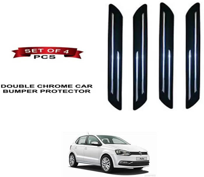 RONISH Rubber Car Bumper Protector Guard (Double Chrome) For Volkswagen Polo