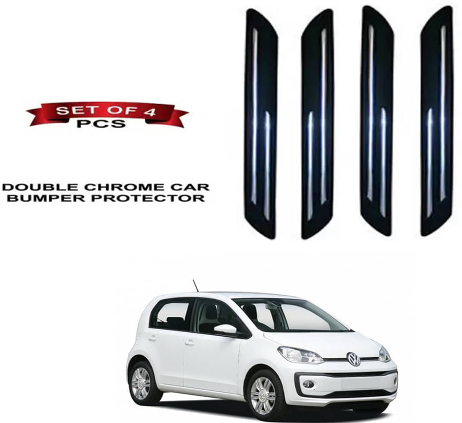 RONISH Rubber Car Bumper Protector Guard (Double Chrome) For Volkswagen Up     			RONISH Rubber Car Bumper Protector Guard (Double Chrome) For Volkswagen Up