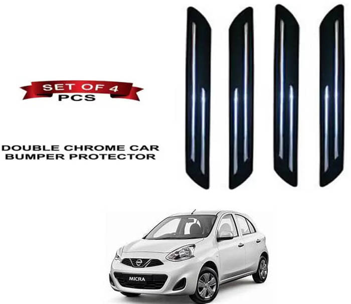 RONISH Rubber Car Bumper Protector Guard (Double Chrome) For Nissan Micra RONISH Rubber Car Bumper Protector Guard (Double Chrome) For Nissan Micra