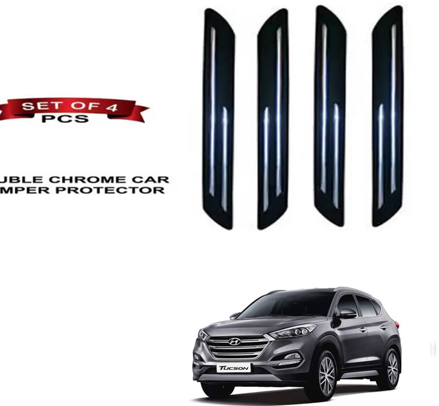 RONISH Rubber Car Bumper Protector Guard (Double Chrome) For Hyundai Tucson Facelift RONISH Rubber Car Bumper Protector Guard (Double Chrome) For Hyundai Tucson Facelift