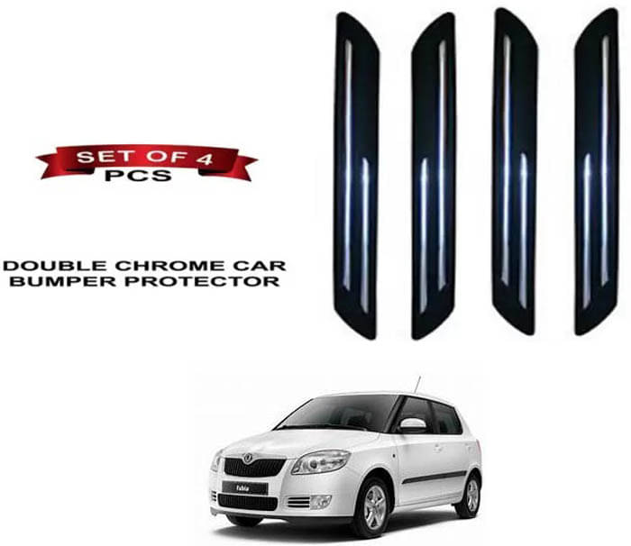     			RONISH Rubber Car Bumper Protector Guard (Double Chrome) For Skoda Fabia