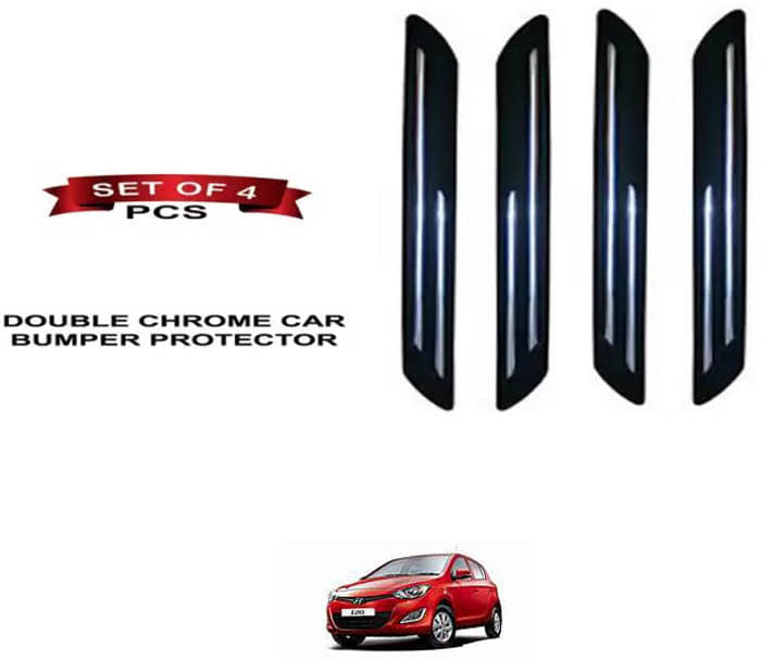     			RONISH Rubber Car Bumper Protector Guard (Double Chrome) For Hyundai i20